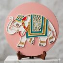 Royal White Elephant Madhubani Hand-Painted Decorative Plate