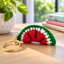 Watermelon Slice Crochet Keychain