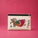 Hand-Painted Bird on Branch Cotton Hand-Purse