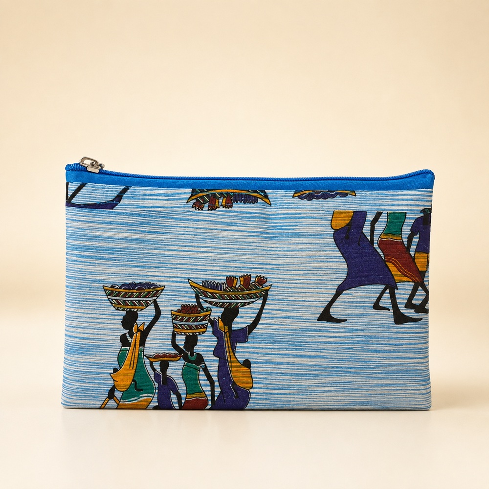 Blue Folk Art Hand Purse