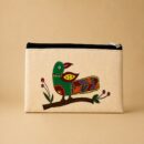Hand-Painted Parrot Bird Folk Art Cotton Hand-Purse