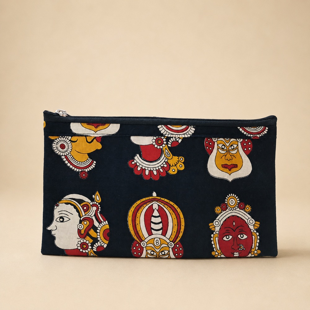 Kalamkari Heritage Faces Hand Purse