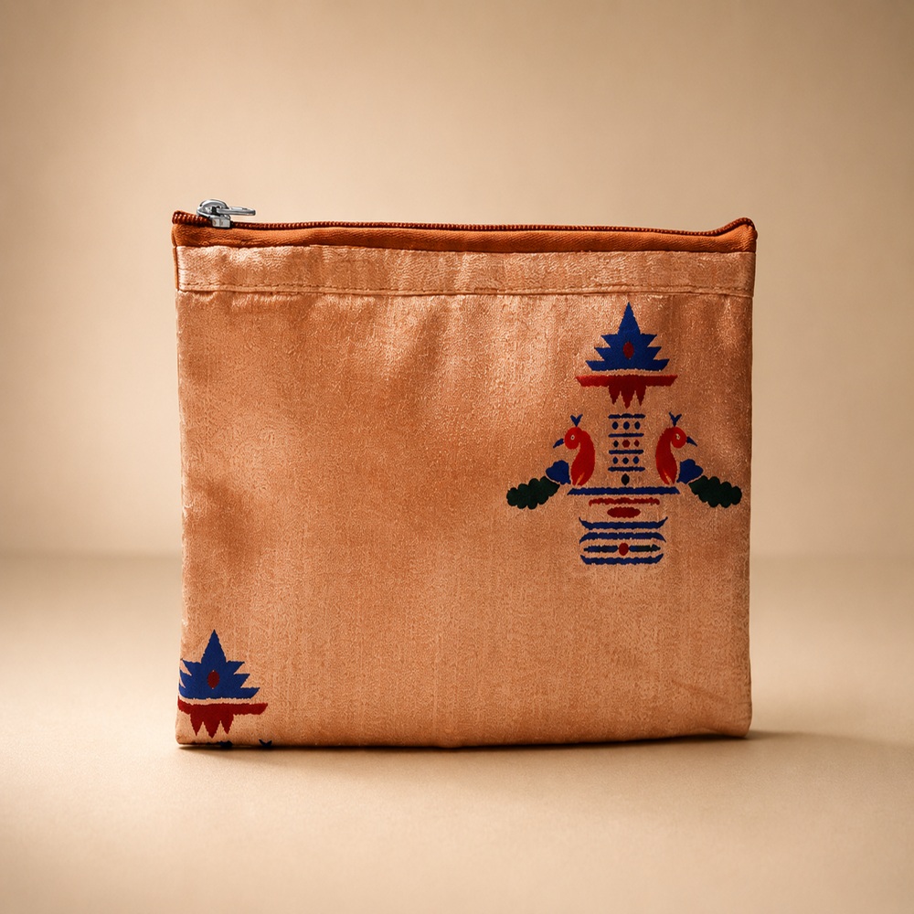 Handwoven Motif Hand Purse – Golden