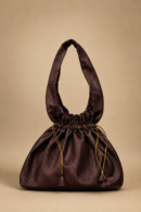 Chocolate Brown Pleated Jhola Bag