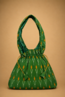 Forest Green Ikat-Inspired Jhola Bag