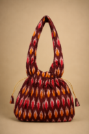 Maroon Multicolour Ikat-Inspired Jhola Bag