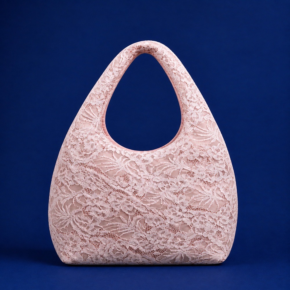Blush Pink Floral Lace Tote Bag
