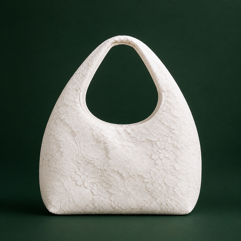 Classic White Floral Lace Tote Bag