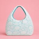 Powder Blue Floral Lace Tote Bag