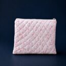 Blush Pink Floral Quilted Laptop Sleeve with Beaded Charm