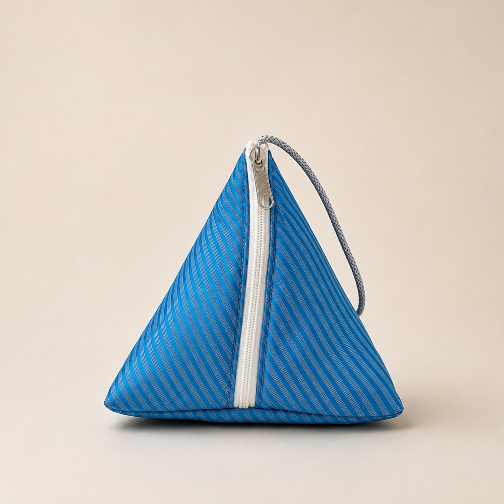 Metallic Striped Samosa Pouch – Blue