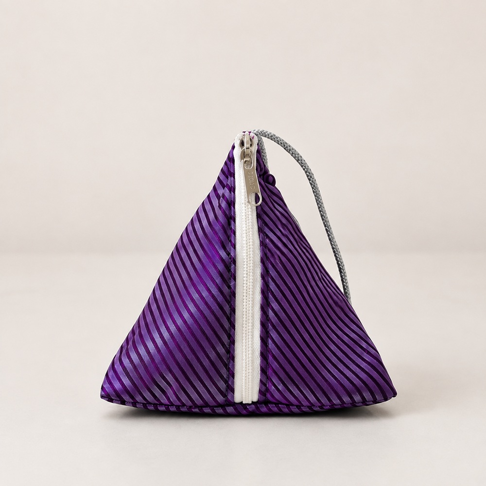 Metallic Striped Samosa Pouch – Purple
