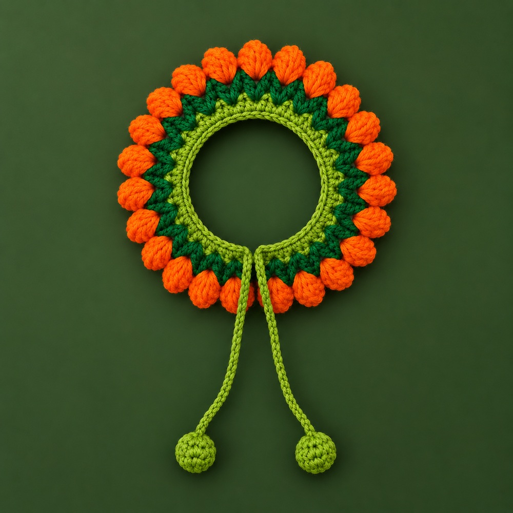 Gajra - Orange Floral Crochet